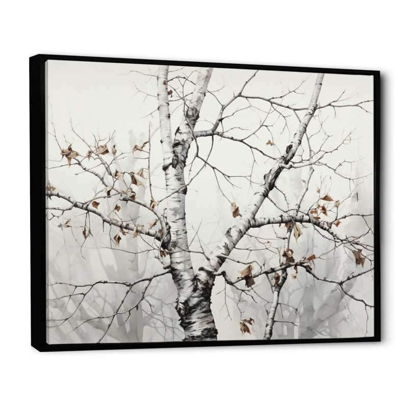 Monochrome Tree Whispers Of Grey And White II - Floral Canvas Art Print66, H 24 po x l 32 po x P 1 po, Noir
