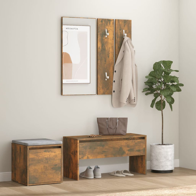 Jojuan vidaXL Hallway Furniture Set Engineered Wood, Smoked Oak