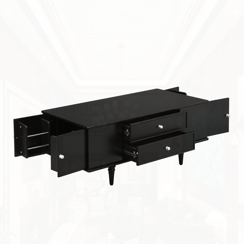 Rectangle Coffee Table with Drawers, Black