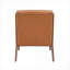 Fauteuil d'appoint moderne à accoudoirs simples, structure en bois de noyer massif, revêtement en similicuir brun classique