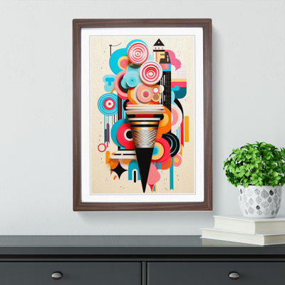 Ice Cream Constructivism - Single Picture Frame Print on Wood
