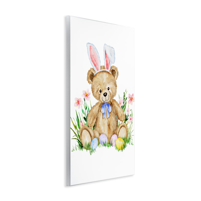 Ours en peluche printanier, plaque murale, design par Amy Hall, H 19 po x l 13 po