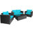 8 pièces Ensemble de conversation pour l'extérieur en rotin avec coussins turquoise-497796957