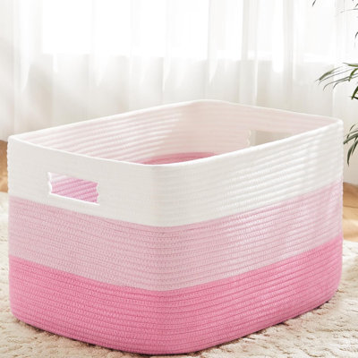 Woven Storage Basket For Laundry, Blankets, Toys, And Magazines - 100L Rectangular Cotton Hamper For Nursery, Living Room, And Shelves - Durable & Breathable Natural Design