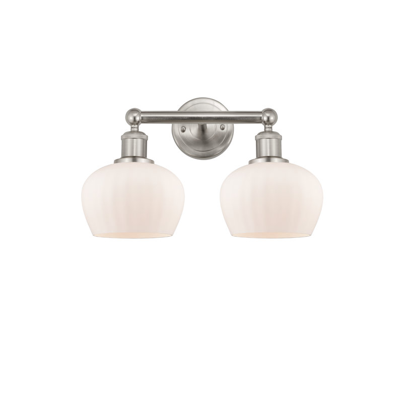 Éclairage pour meuble-lavabo 2 lumières 15,5 pouces Noille, Blanc mat, Nickel satiné brossé