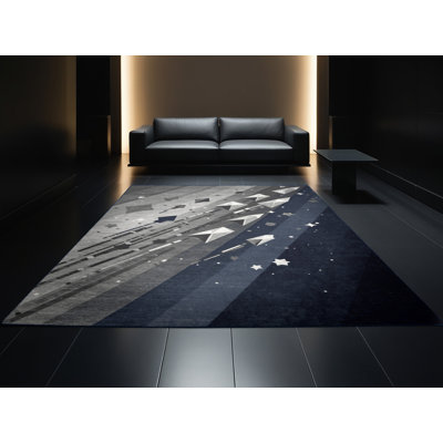 Tapis gris moelleux à motif géométrique doux et doux Menahan