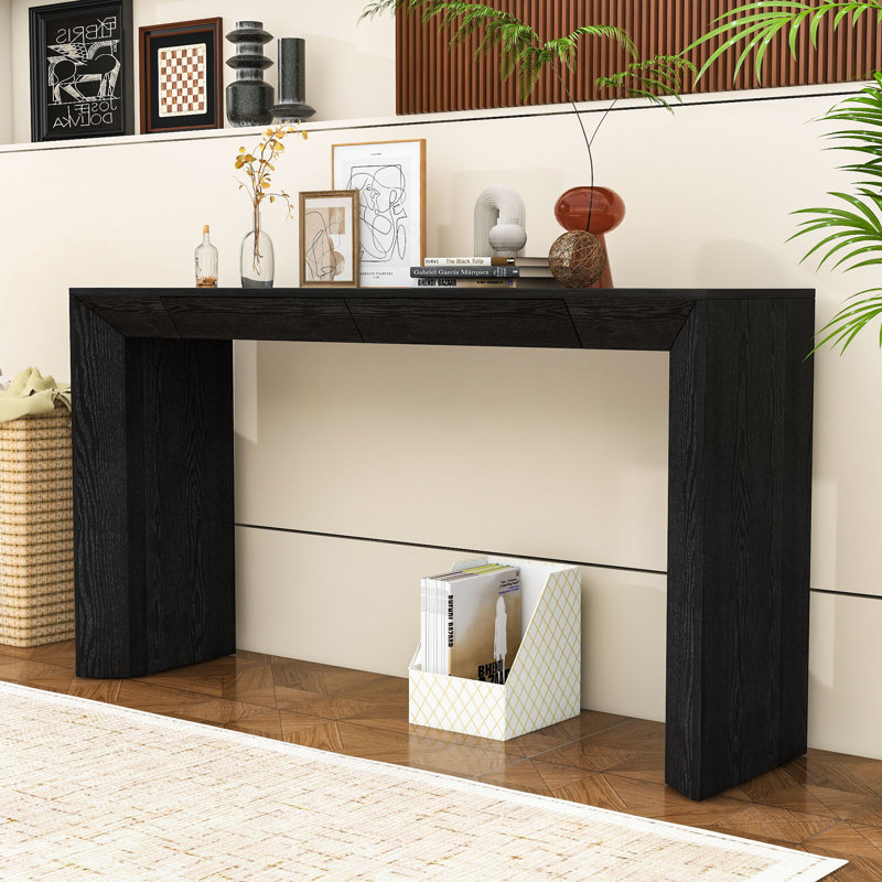 Console Modern Modern avec tiroirs de rangement cachés, Black