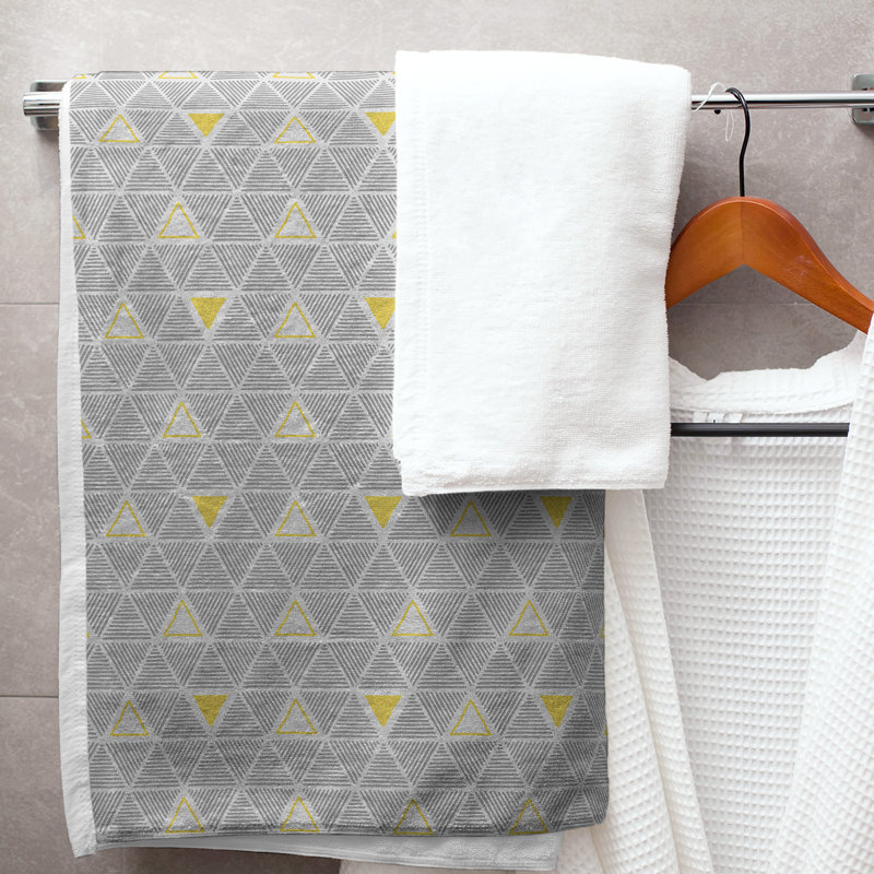 Serviette de bain Classic, Gris clair / jaune foncé