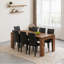 Table de salle à manger rectangulaire en bois aggloméré avec 8 chaises en cuir de polyuréthane, ensemble pliable peu encombrant, noyer et noir, 71 po x 31,5 po