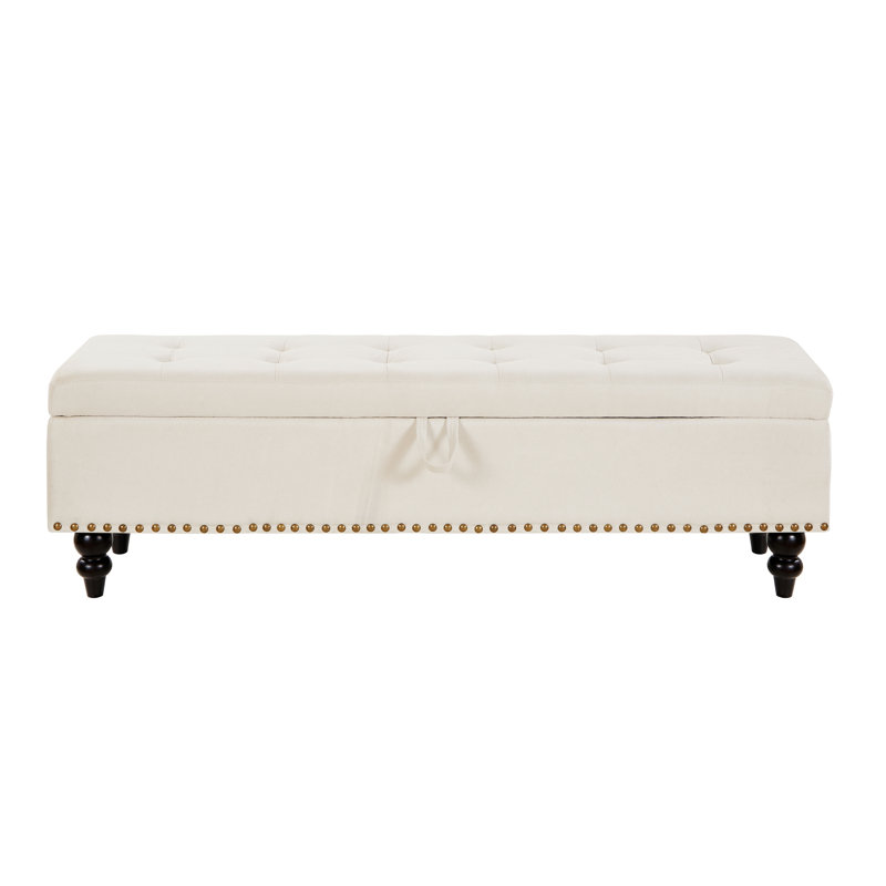 Rachelmarie Upholstered Ottoman, Beige Cotton Linen