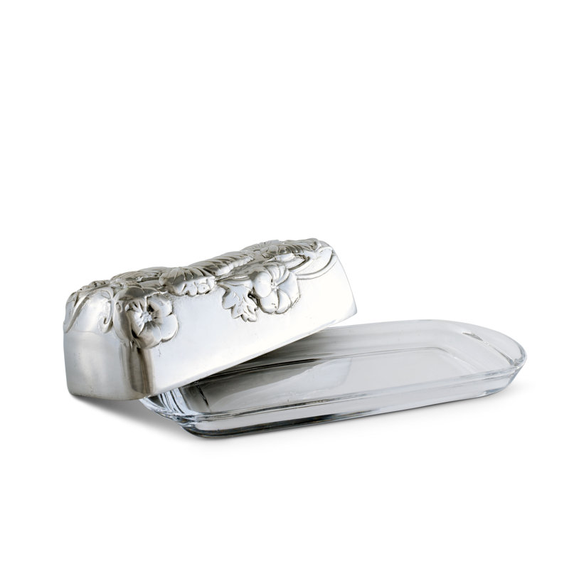 Arthur Court Aluminum Butterfly Butter Dish with Glass Tray