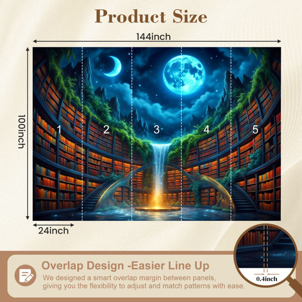 Red Barrel Studio Library Peel and Stick Wallpaper Fantasy Library ...