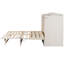 Grand lit blanc brossé avec structure robuste - offre des compartiments de rangement spacieux pour le grand lit. Innovation. Capacité de charge de 450 lb. Ports et prises électriques. Motif à rayures moderne