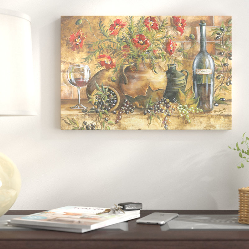 «Tuscan Kitchen Red Poppies», reproduction d'art sur toile tendue, H 32 po x l 48 po
