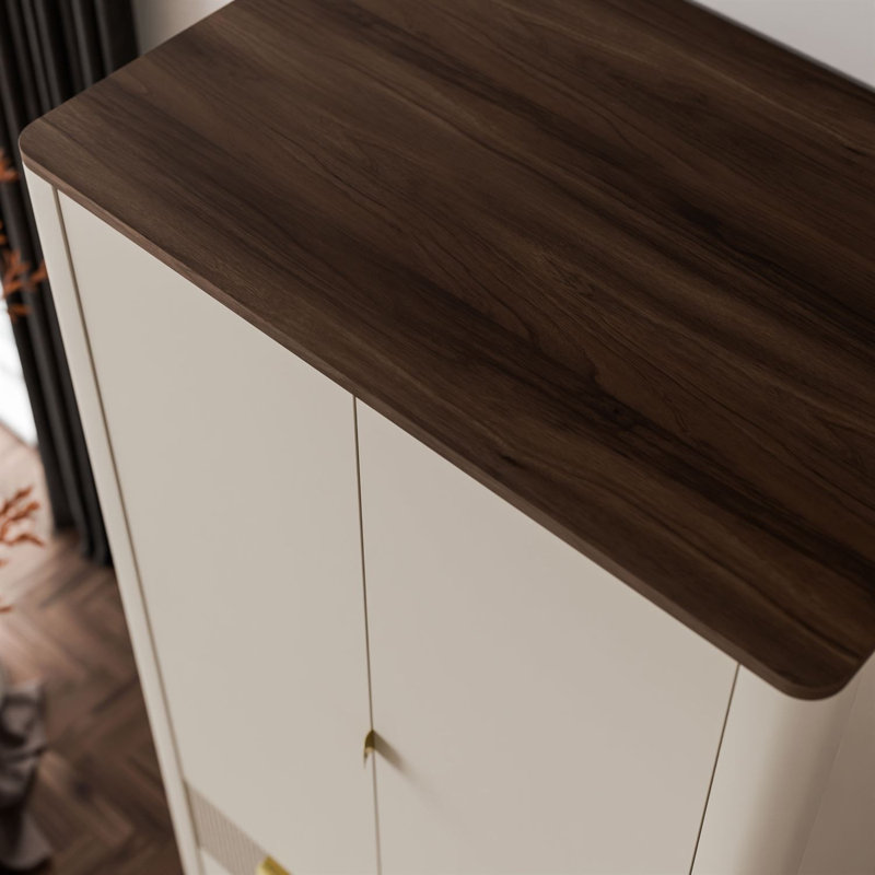 2 Door Wardrobe, cashmere / walnut