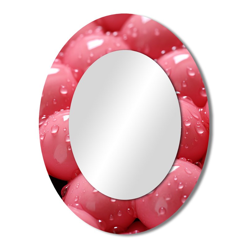 Miroir mural ovale rose bonbon et champagne, 43 po x 33 po