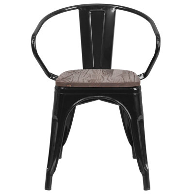 Kesterson Metal Chair with Wood Seat and Arms