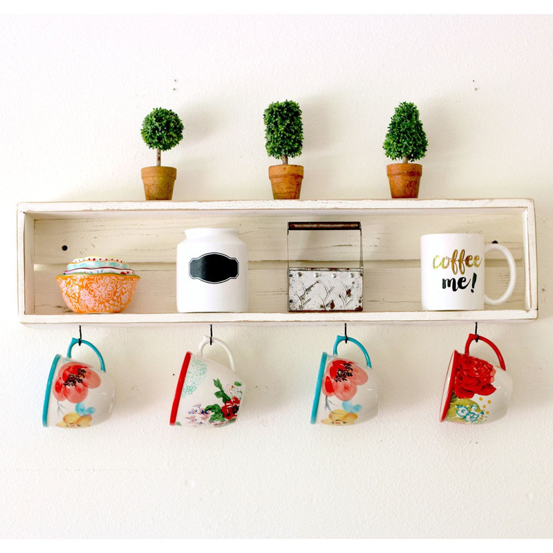 Wym 2 Piece Solid Wood Floating Shelf with Adjustable Shelves, White
