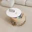 Table basse moderne à plateau relevable avec rangement et 3 repose-pieds blanc et naturel-573128004