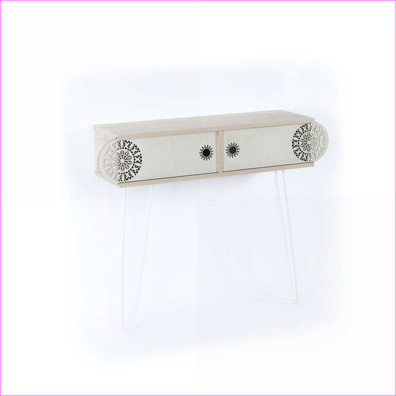 Console à 2 niveaux avec pieds en métal | Bois de chêne clair clair
