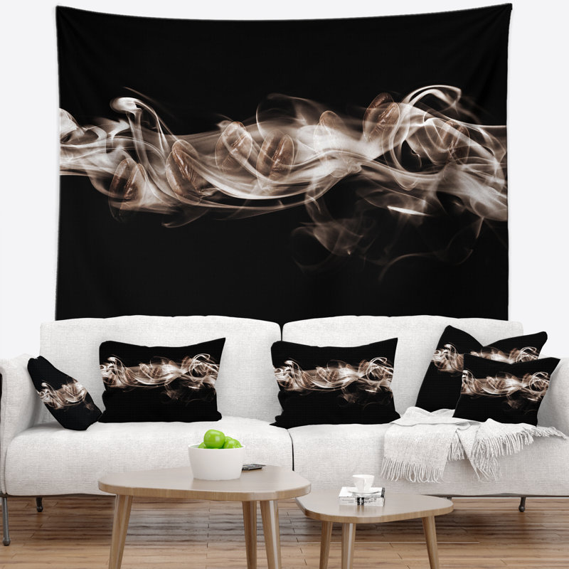 Tapisserie fumée blanche fractale, H 50 po x l 60 po