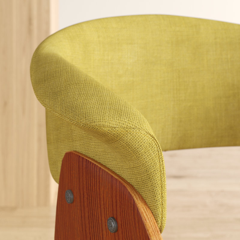 48.26cm H Polyester Upholstered Armchair, Green, Walnut
