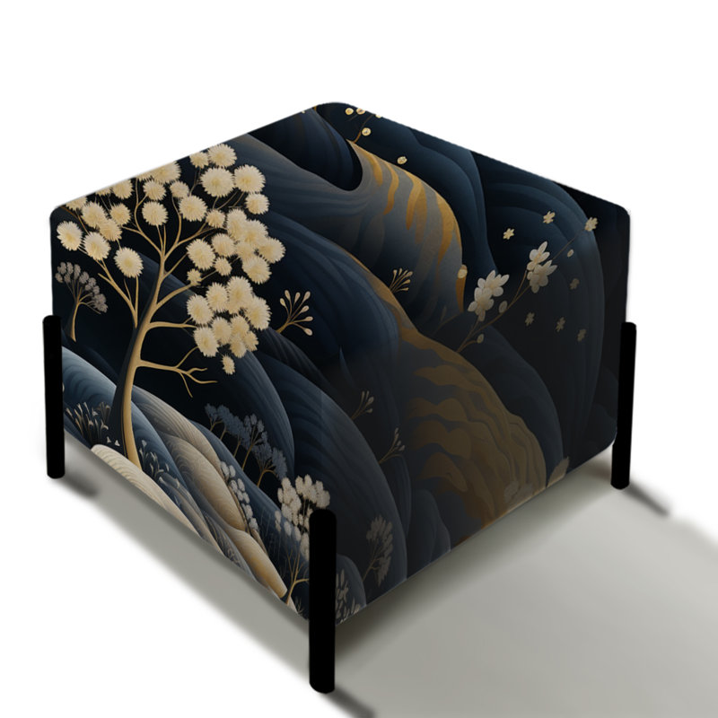 Montagne scandinave bleu foncé - repose-pieds carré floral