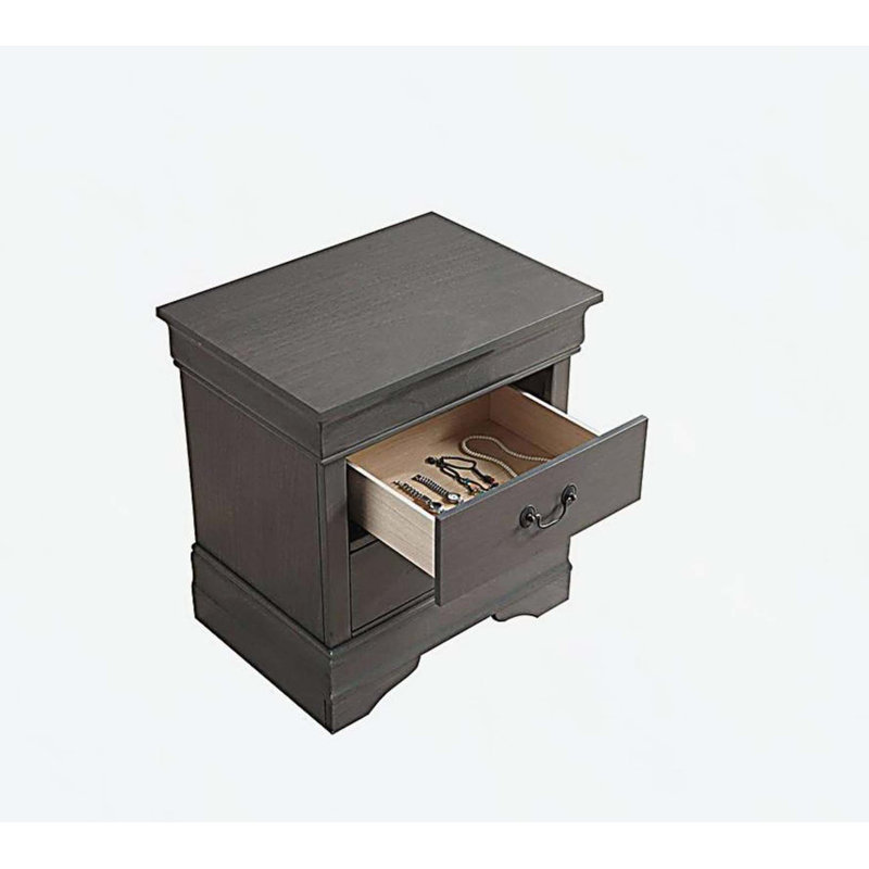 1pc Table de chevet grise Louis Philippe, Gris