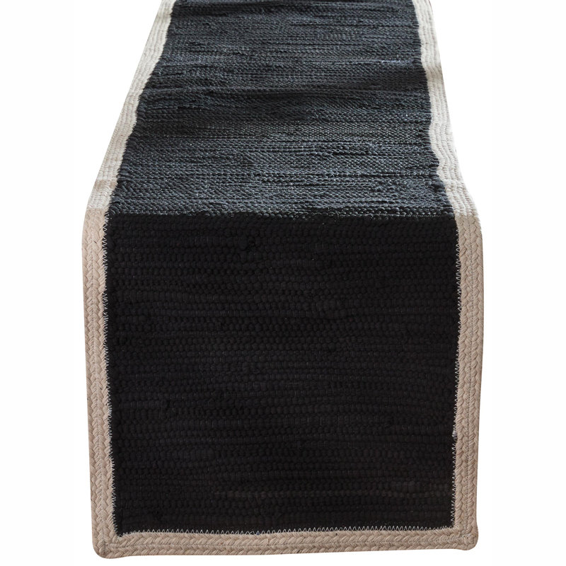 Dune Pebble Table Runner, Black, 54" L x 14" W