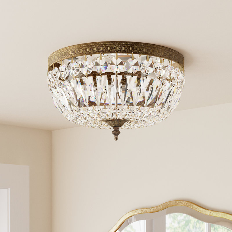 Linal Crystal Flush Mount, Olde Brass
