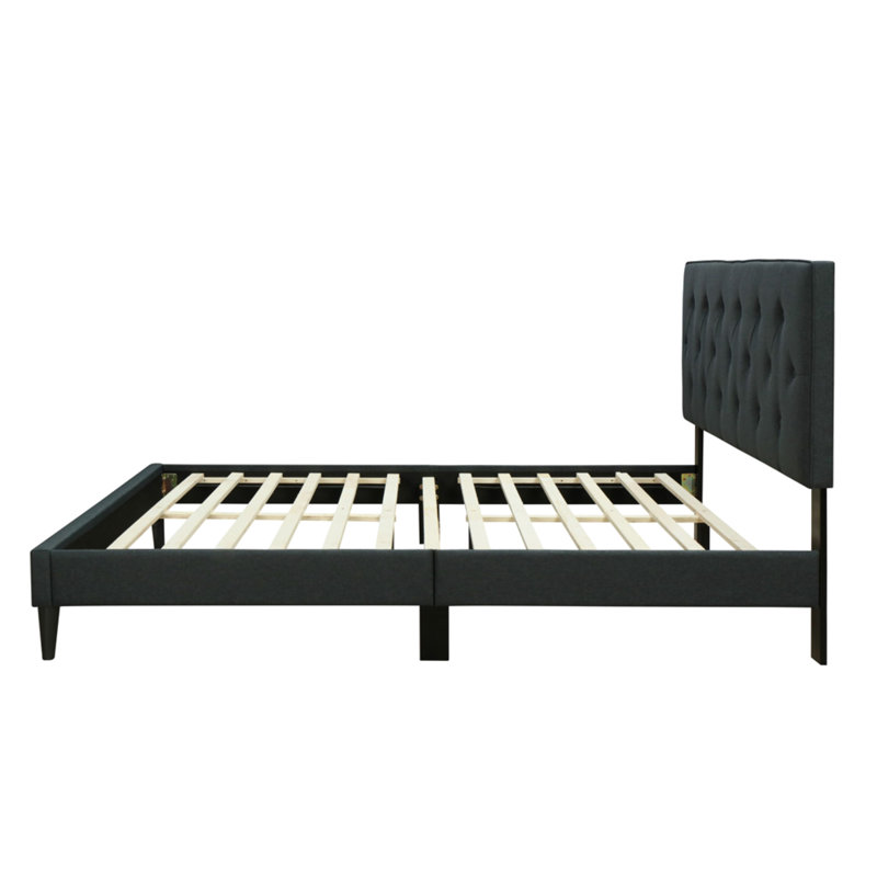 King Sized Bed In A Box With Charging Option - Headboard, Black Fabric Size Enabled Function