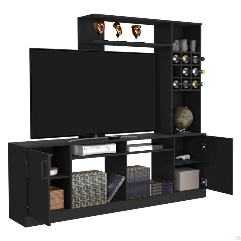 Entertainment Center, Six External Shelves, Double Door Cabinet, Storage Spaces For TV´S Up 37"