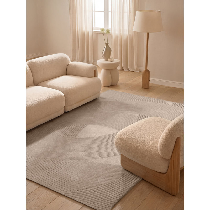 Wool Hand Tufted Area Rug, Beige, Rectangle 120 x 170 cm