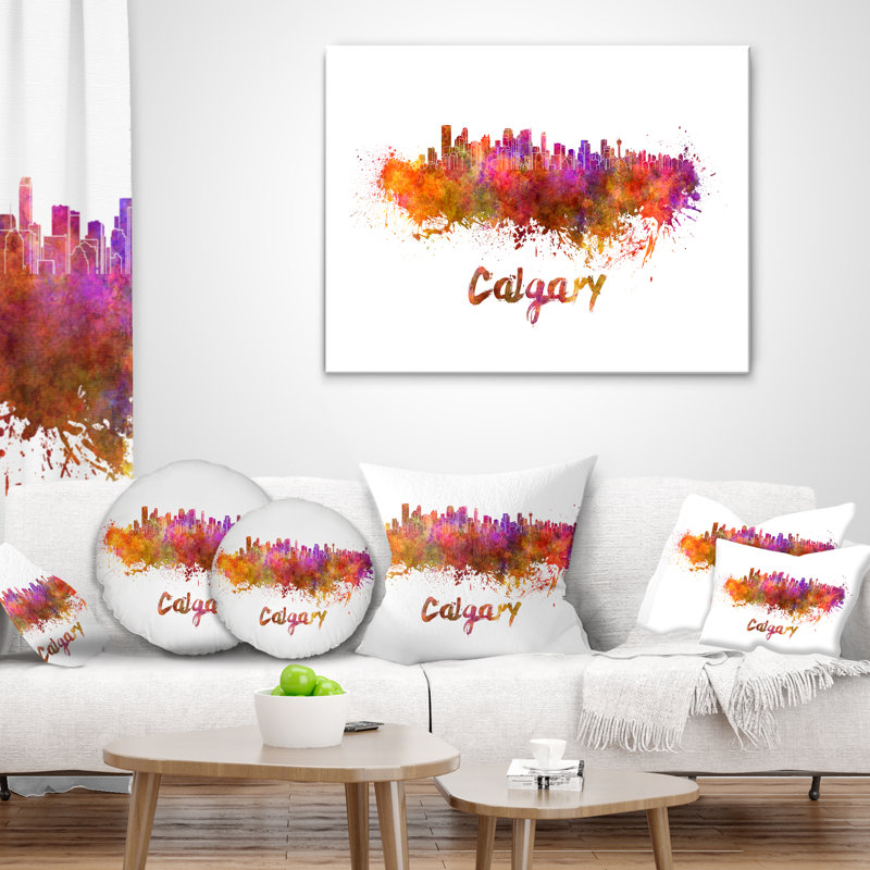 Calgary Skyline - Cityscape Printed Throw Pillow