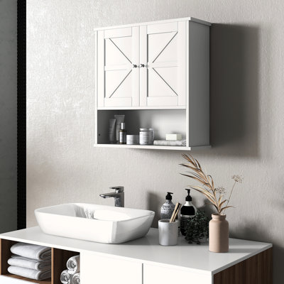 Armoire de salle de bain blanche - avec unité de rangement charmante et spacieuse