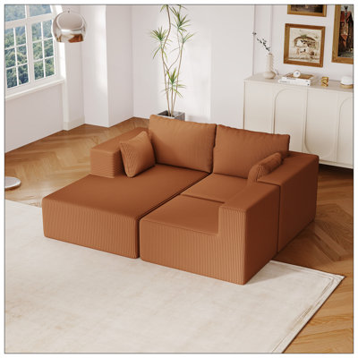108.3" Sectional Foam Couch,L Shape Sofa With Chaise Lounge,Modular Cloud Sofa  For Living Room,Upholstered Corduroy Couch