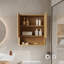 Armoire de rangement de salle de bain murale 26 po x H 29,5 po avec portes rayées en bois massif-1883523750