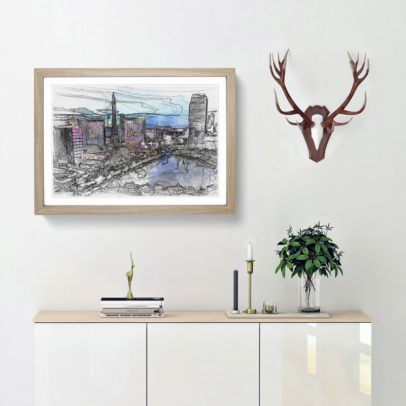 The Las Vegas Strip in Abstract - Picture Frame Graphic Art Print, Oak Framed, 36cm H x 48cm W x 2cm D