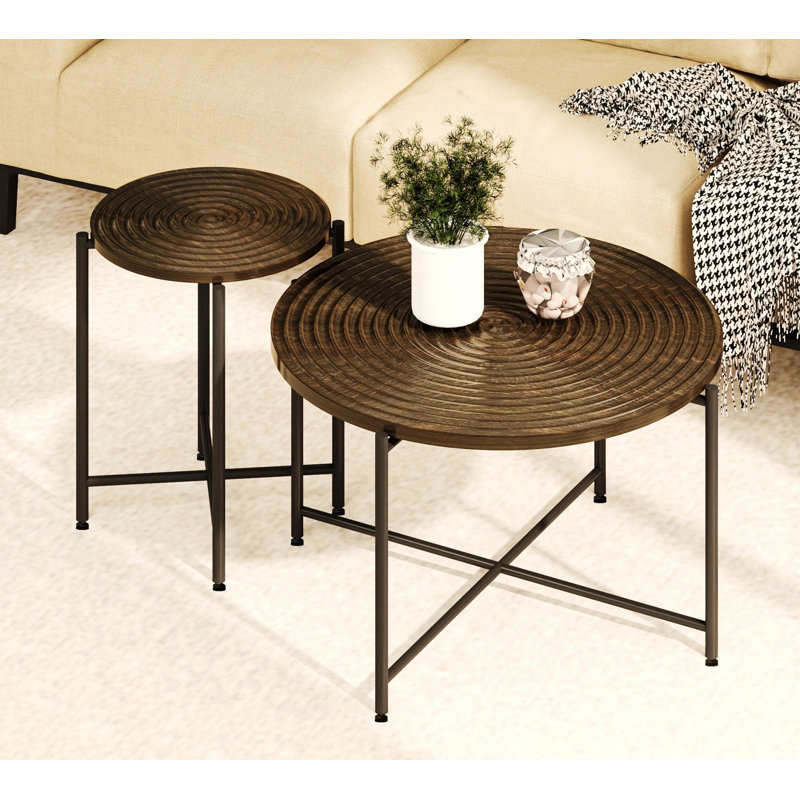 Ensemble de table basse et de table de charme charmante et vieillie avec attrait rustique et fabrication durable, Noyer brun