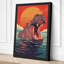 Hippopotamus Rising Retro - Wrapped Canvas-2139072339-2139072341