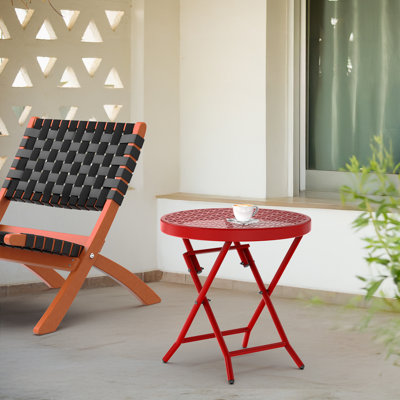 Round Steel Outdoor Side Table , 17.71 " W 17.71 " D