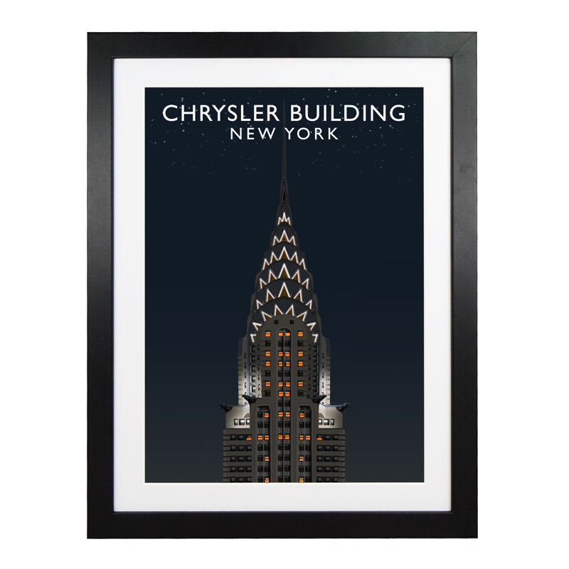 Chrysler Building Night by Richard O'Neil - Print, Black Wood Frame, 43.5 cm H x 33.5 cm W x 2.2 cm D