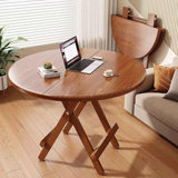 31.5" Round Modern Folding Dining Table With Base Brown Circle, For Small Places, No Assembly Required, Walnuts