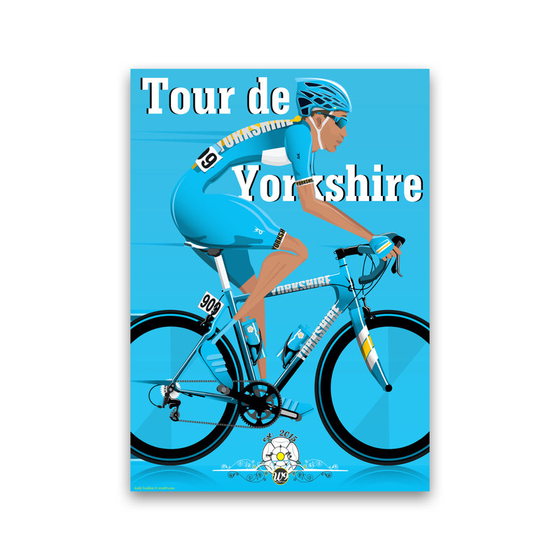Tour De Yorkshire 2018 Blue - Print, No Framed, 84cm H x 60cm W x 1cm D