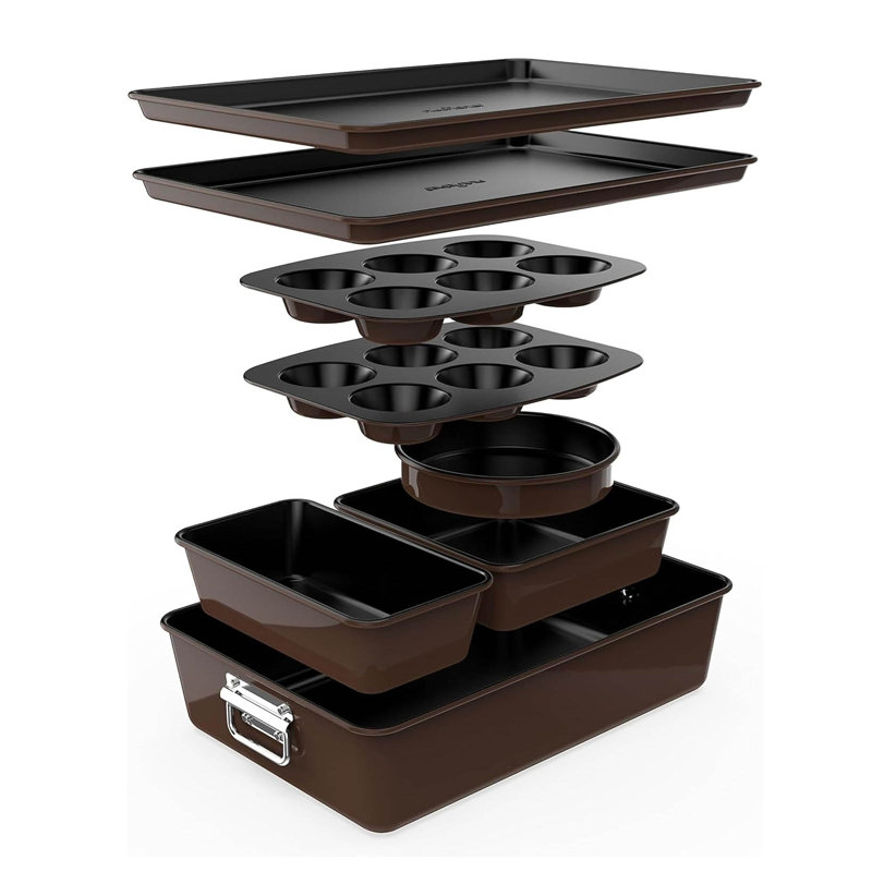 KYEUIN 8 Piece Non-Stick Steel Bakeware Set