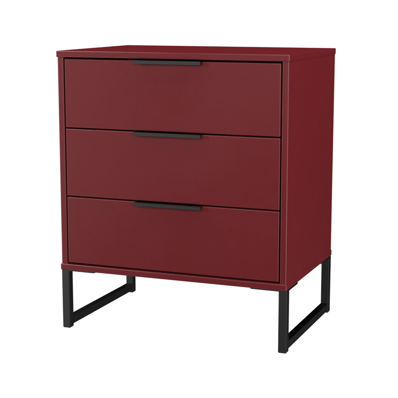 Bisceglia 58cm W 3 - Drawer Chest of Drawers, Red