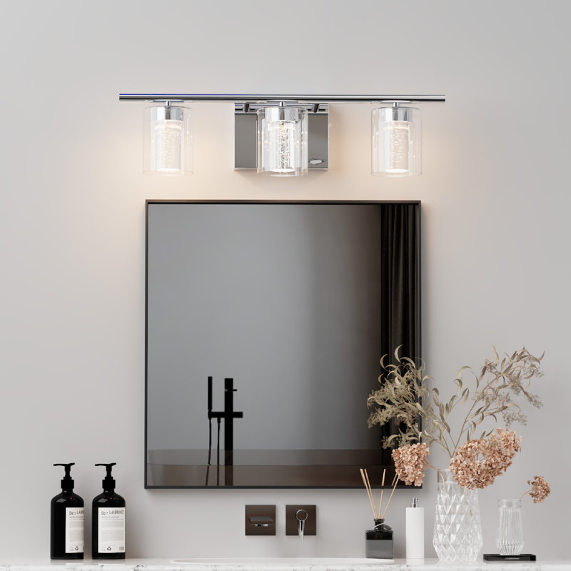 20''Dimmable 3-Light Dimmable LED Vanity Light, Silver/Nickel
