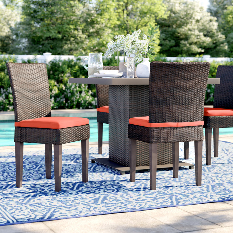 Anastase Resin Wicker Outdoor Dining Side Chair with Cushion
