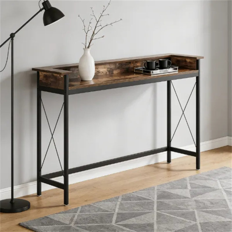 Table console longue et étroite avec prises de courant et ports USB intégrés