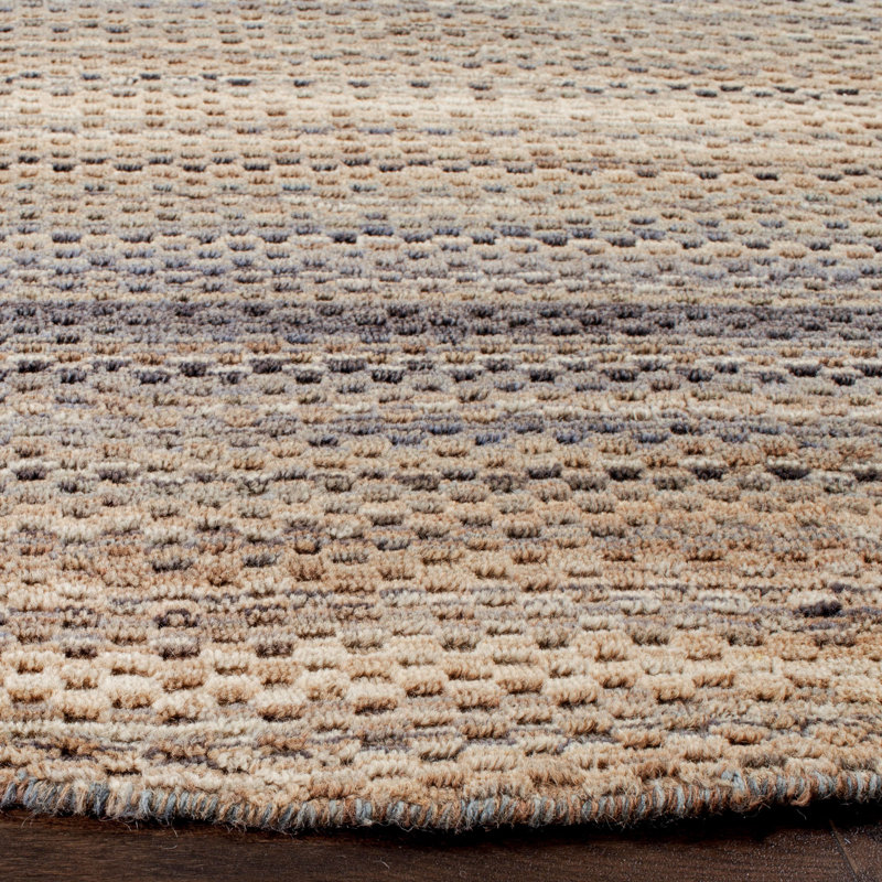 Tapis gris / brun en laine Hossain, Rond 6 pi